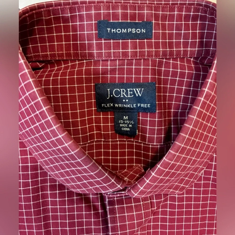 J. Crew Men’s Size Medium (15-15.5) Red Thompson Flex‎ Wrinkle Free Dress Shirt